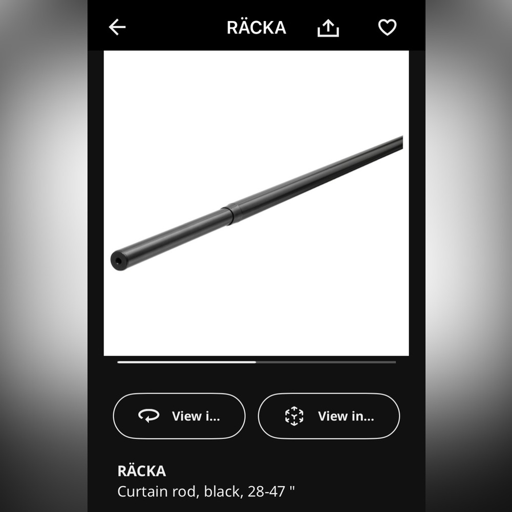 IKEA Racka Black Curtain Rod
